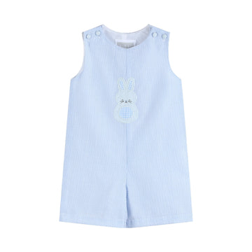 Blue Seersucker Gingham Bunny Shortall