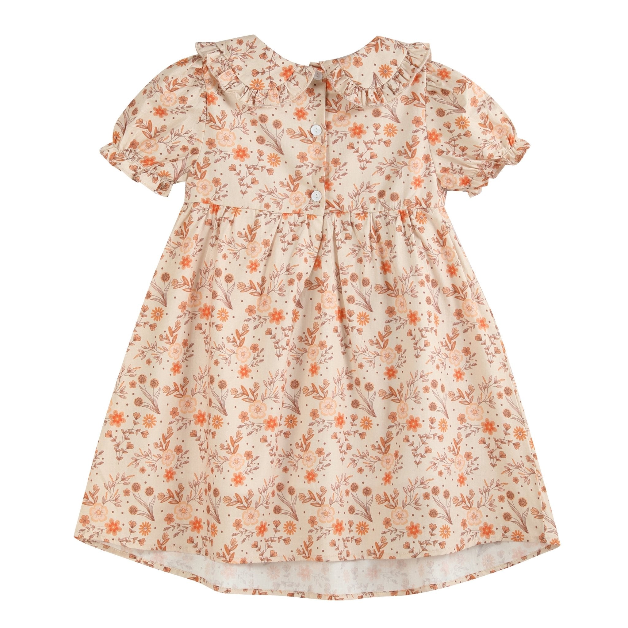 Brown Floral Collared Dress