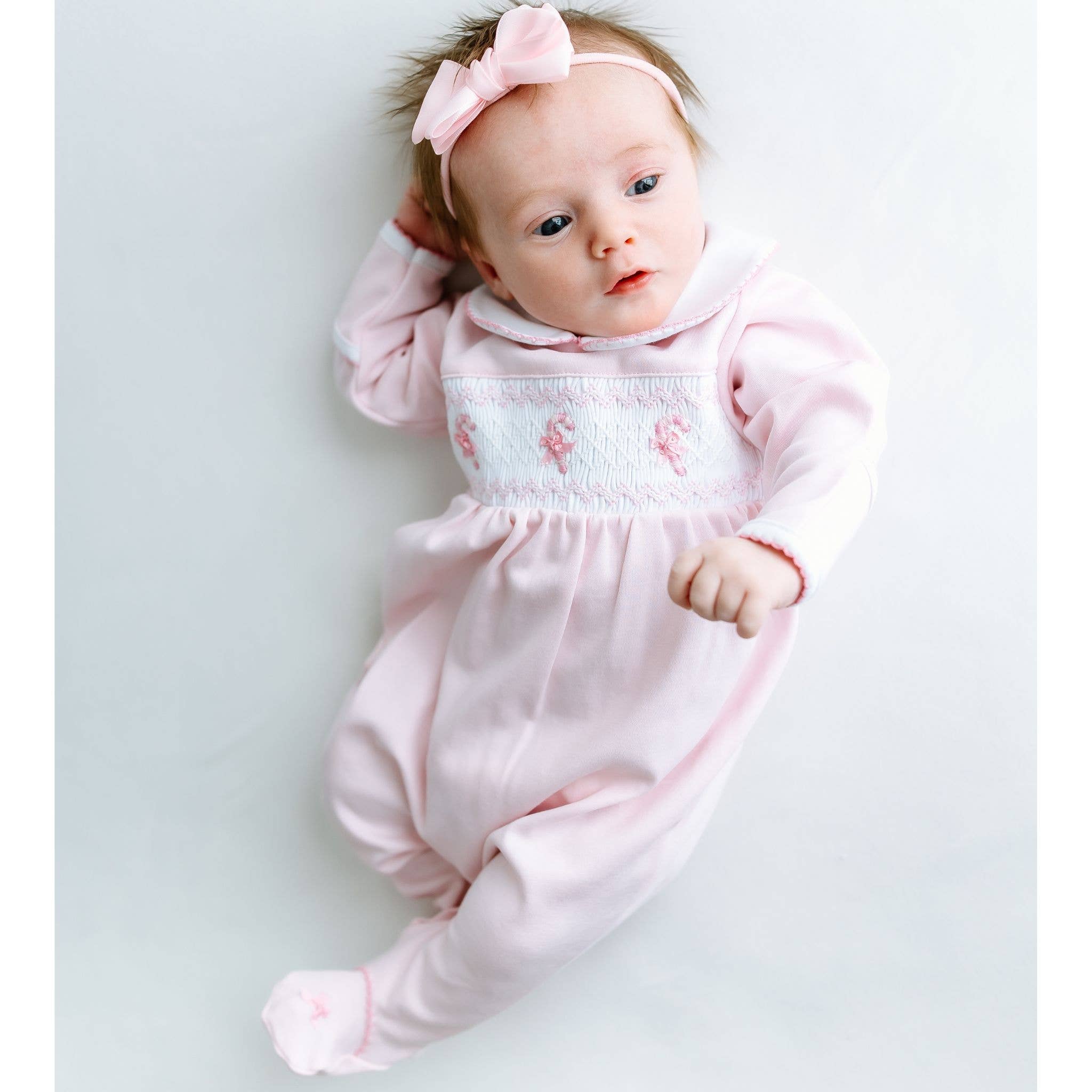 Sweet Peppermint Smocked Footie