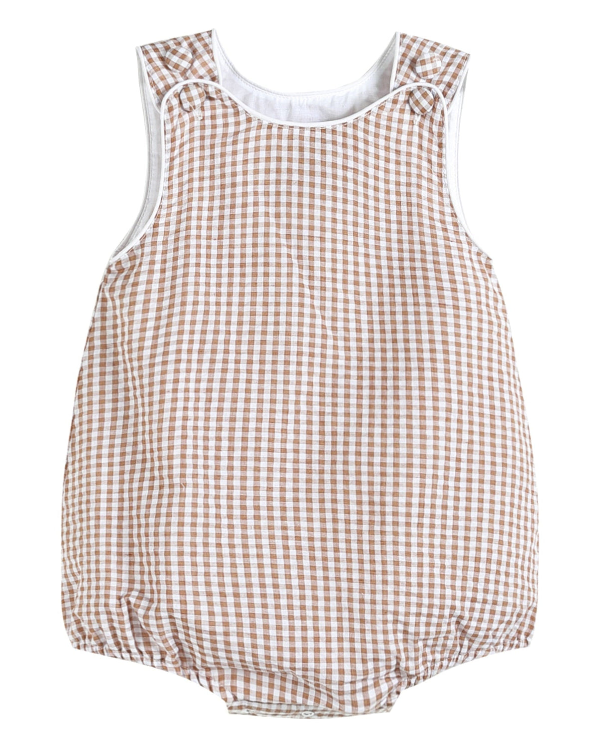 Classic Brown Gingham Bubble Romper