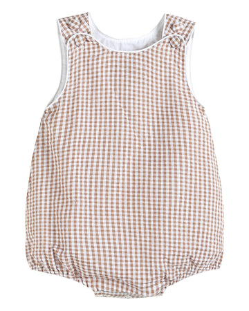 Classic Brown Gingham Bubble Romper
