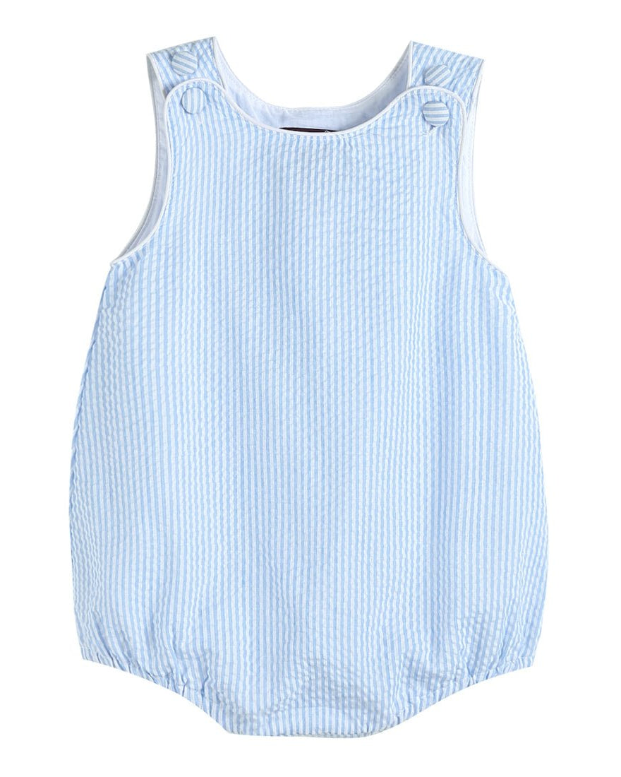 Classic Light Blue Seersucker Bubble Romper