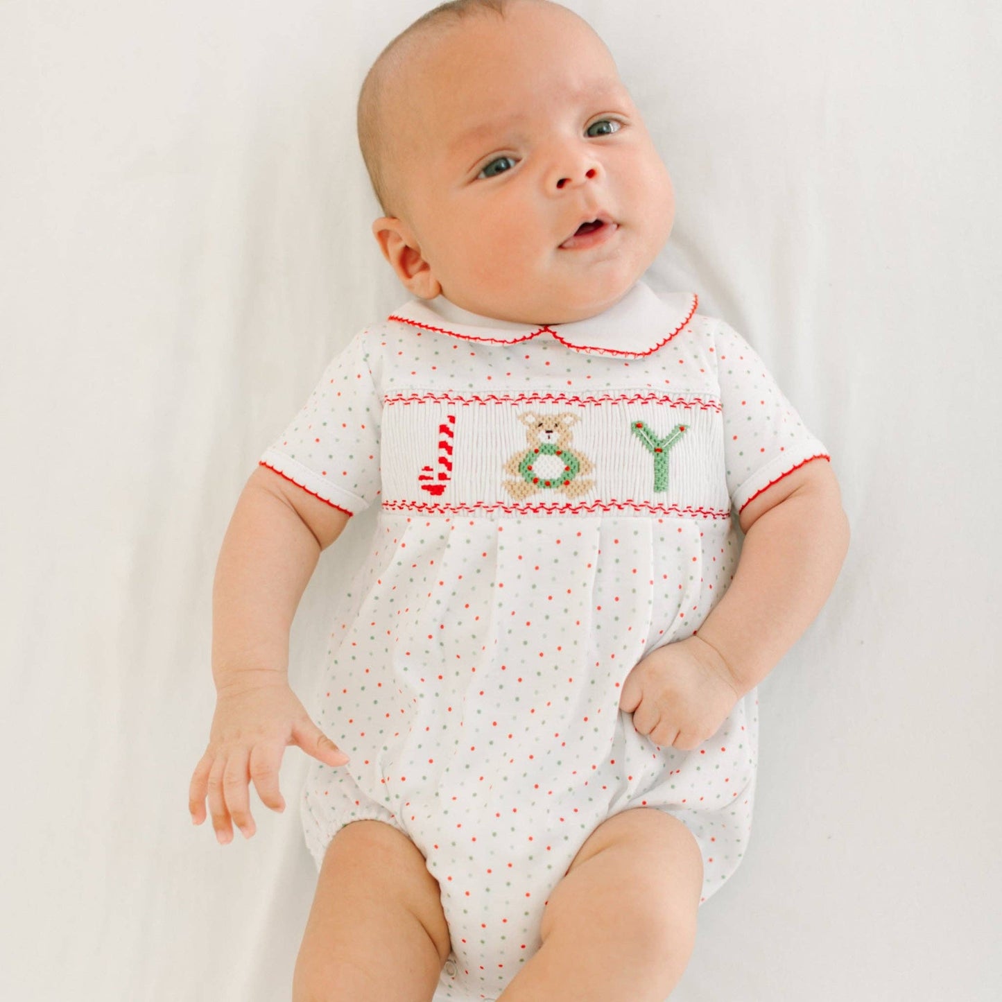 Christmas Joy Classics Smocked Short Sleeve Bubble - Red Boy