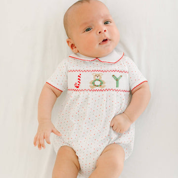Christmas Joy Classics Smocked Short Sleeve Bubble - Red Boy
