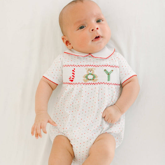 Christmas Joy Classics Smocked Short Sleeve Bubble - Red Boy
