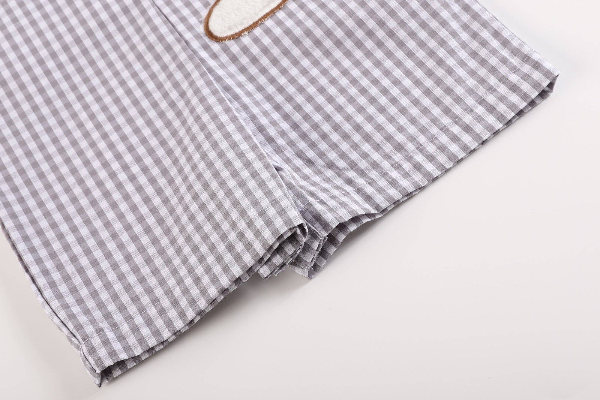 Gray Gingham Puppy Shortalls: 2T