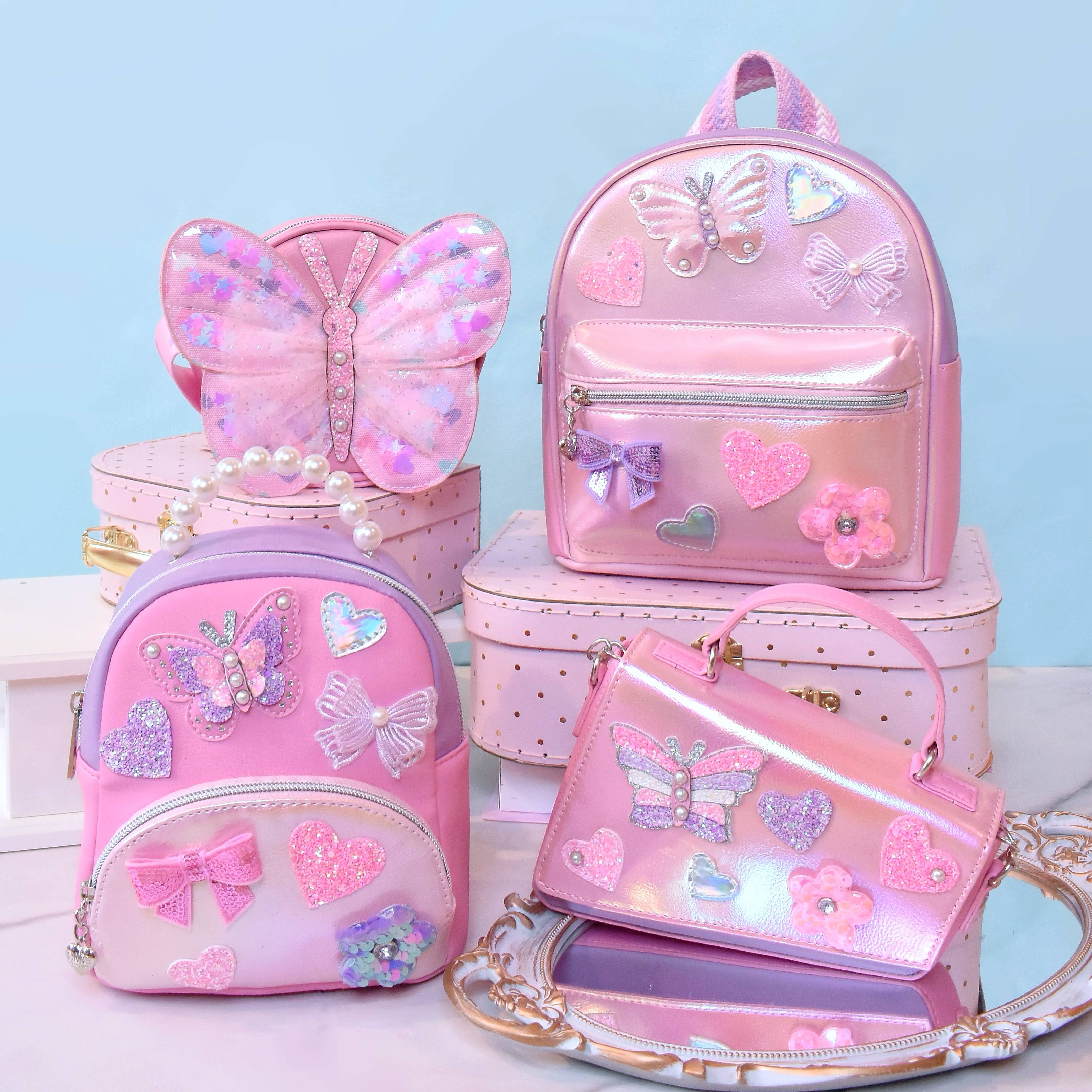 Butterfly Applique Color Block Micro Mini Backpack