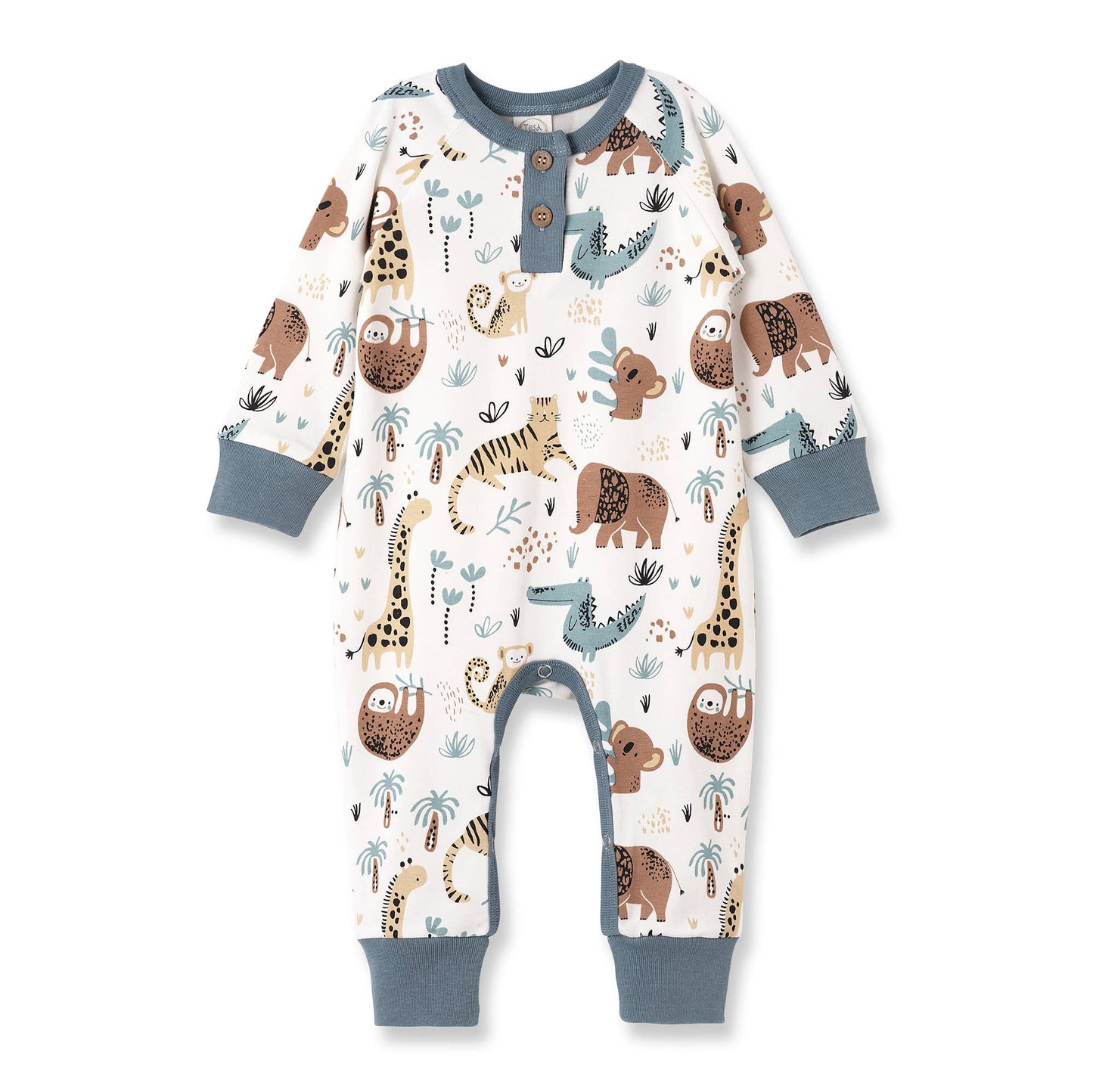 Jungle Jamboree Bamboo Henley Romper: 9-12M