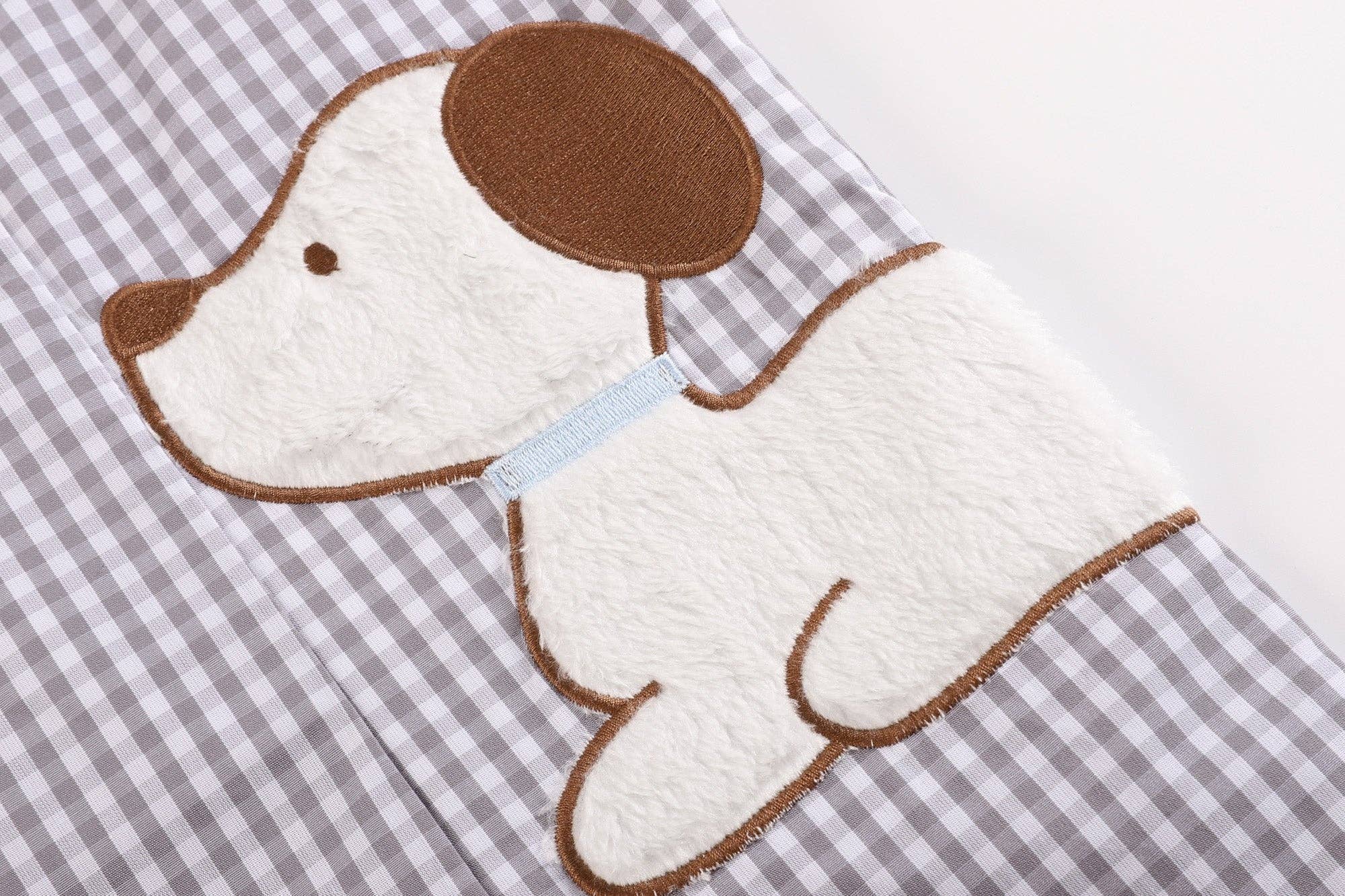 Gray Gingham Puppy Shortalls: 2T