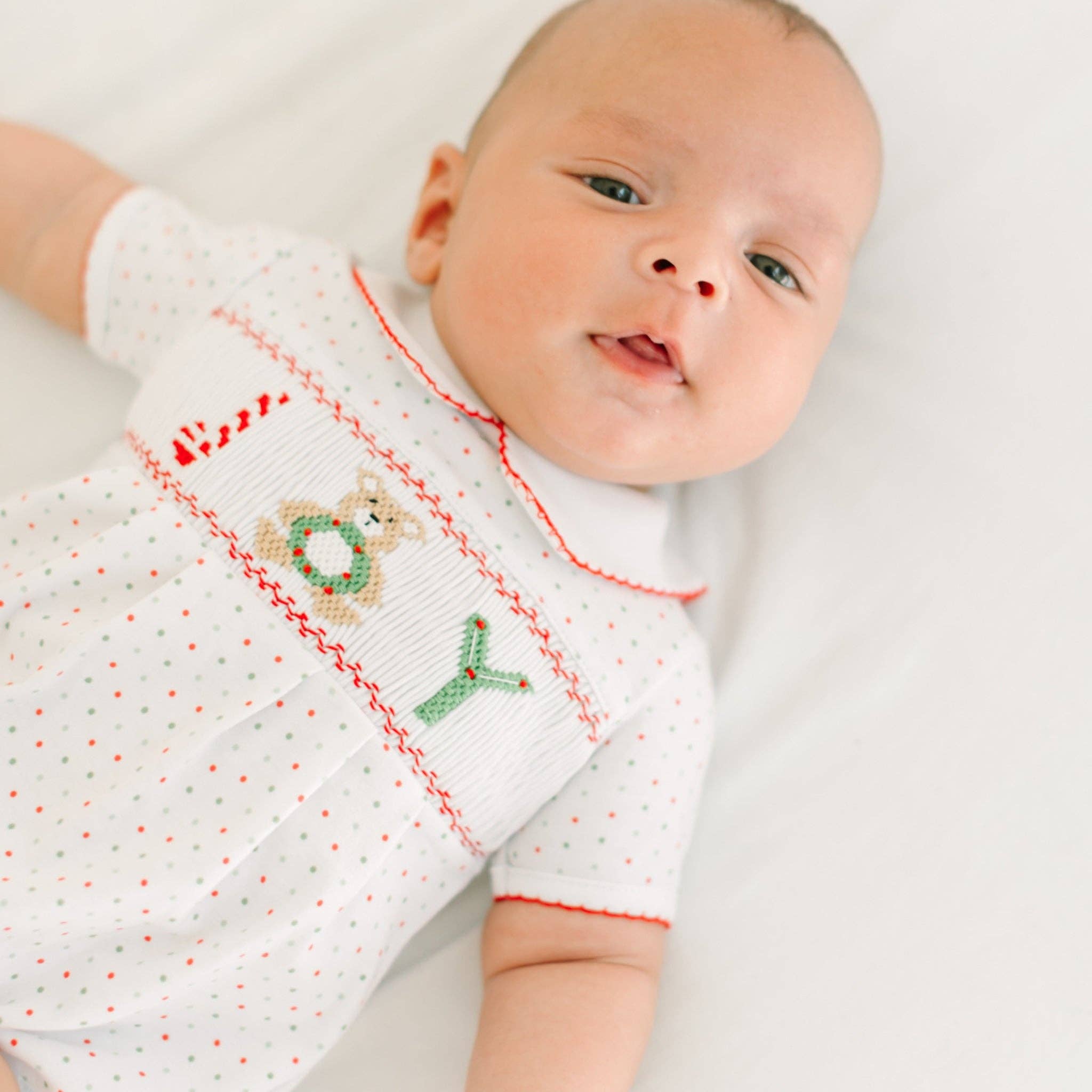 Christmas Joy Classics Smocked Short Sleeve Bubble - Red Boy