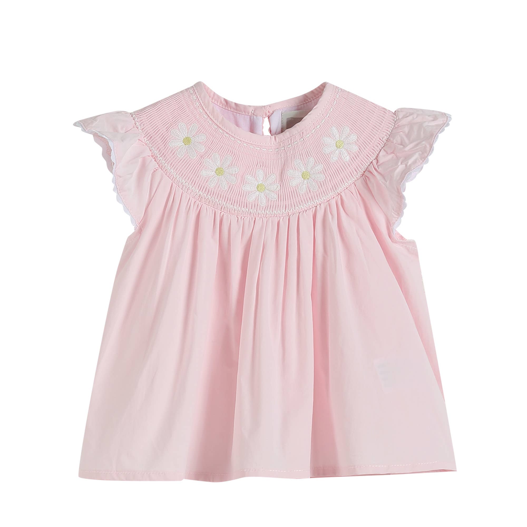 Light Pink Daisy Smocked Top and Bloomer 2 pc set: 18-24M
