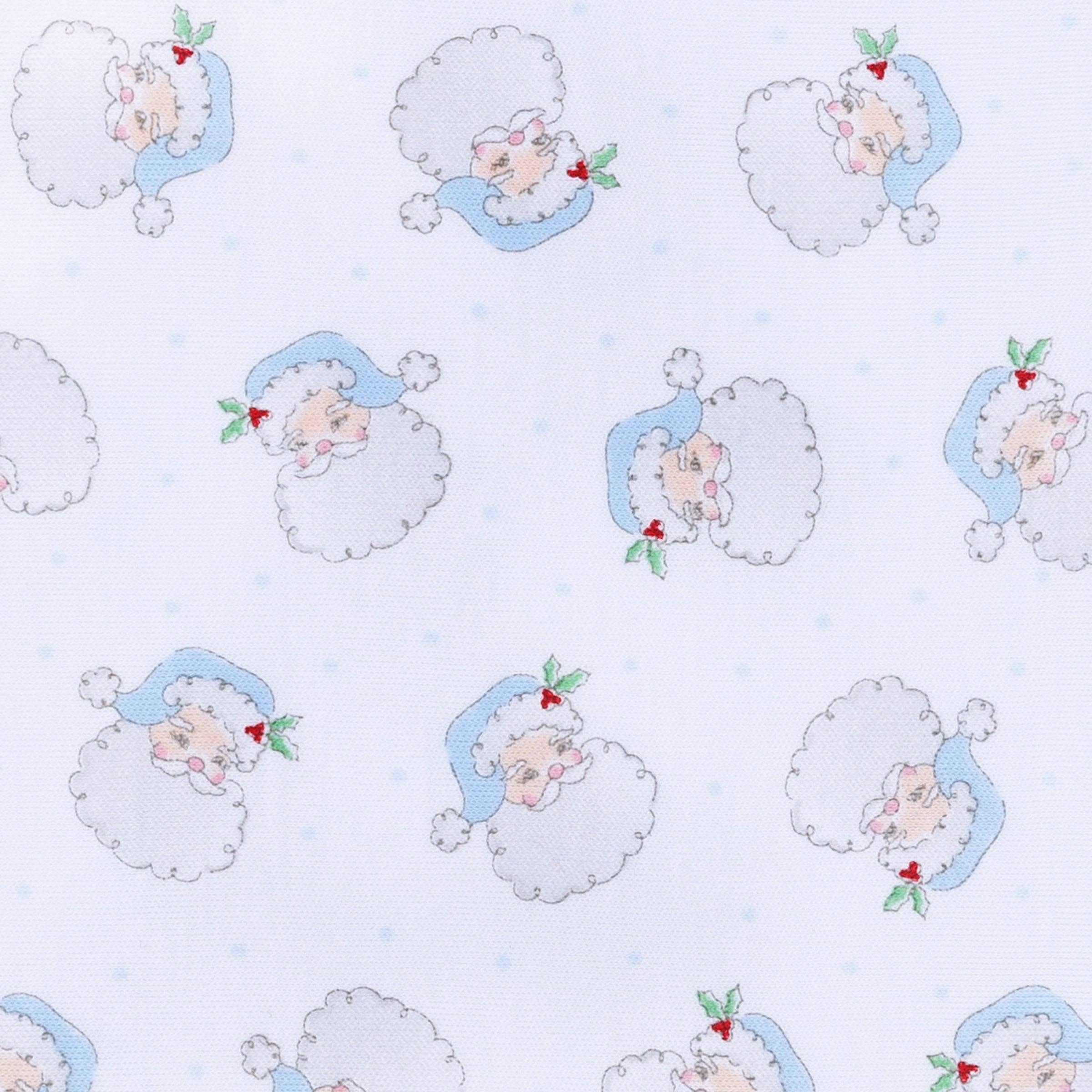 Santa Baby Print Zip Footie - Light Blue