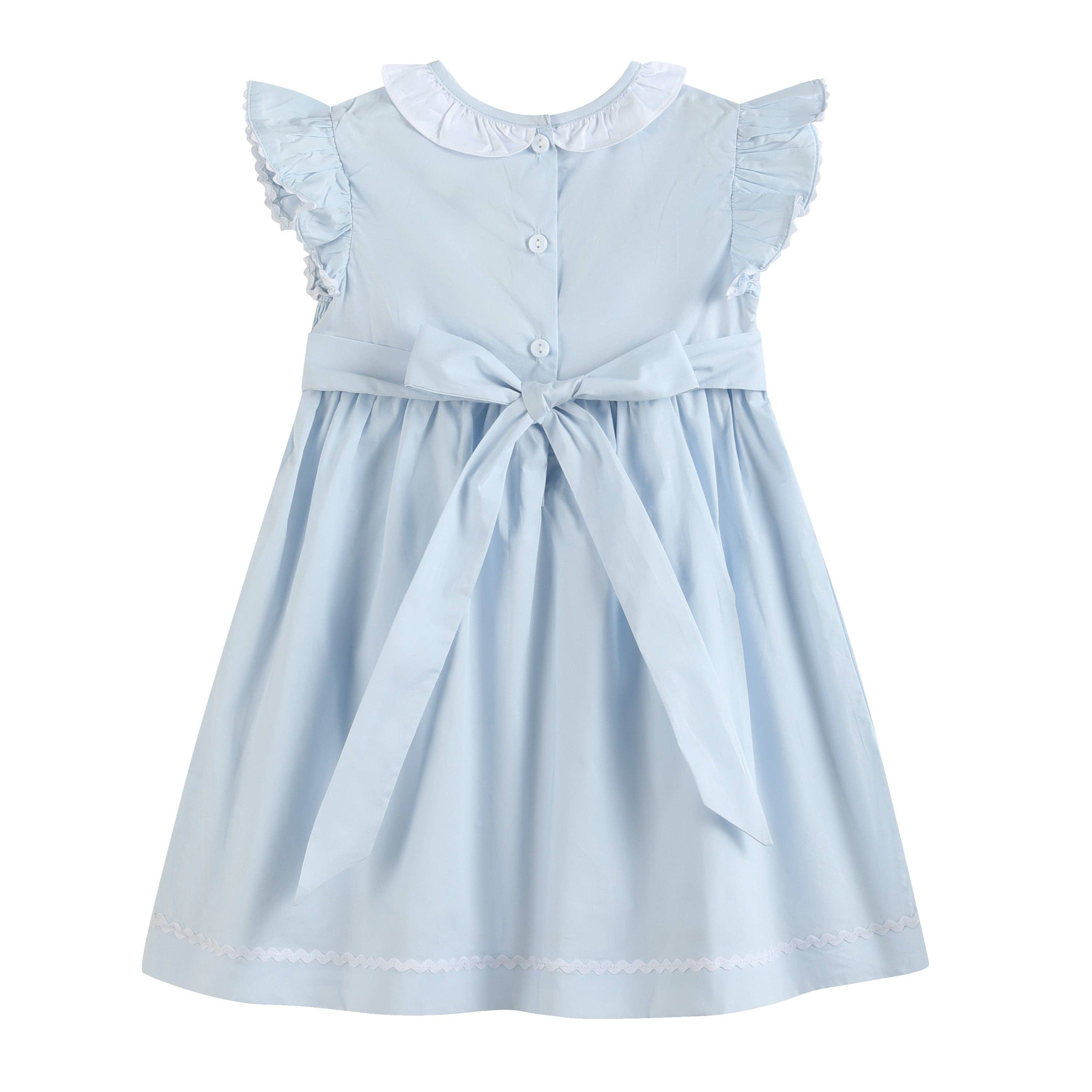 Blue Ruffled Crosses Smocked Dress