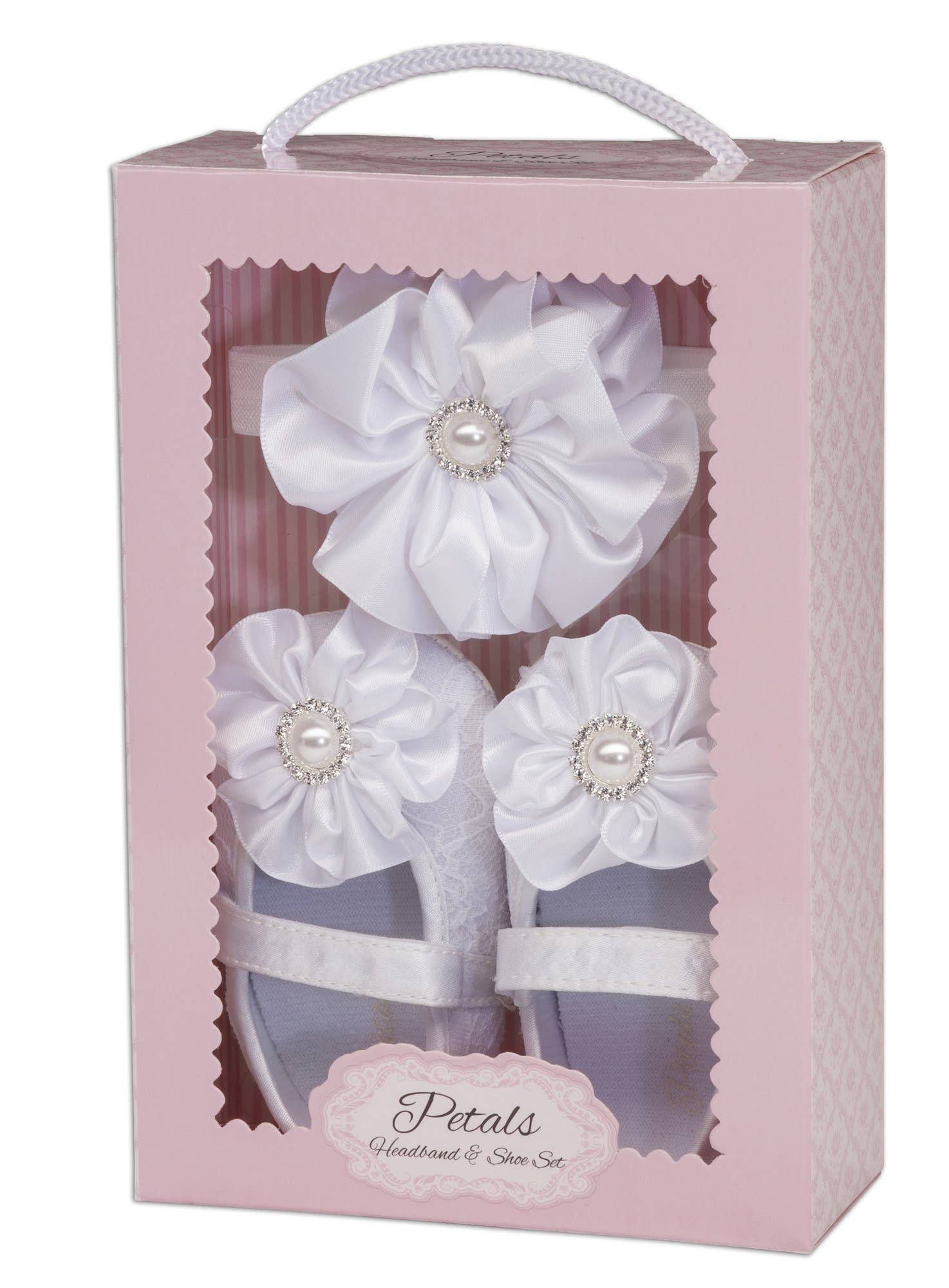 White Baptism Shoe And Headband Set: 2