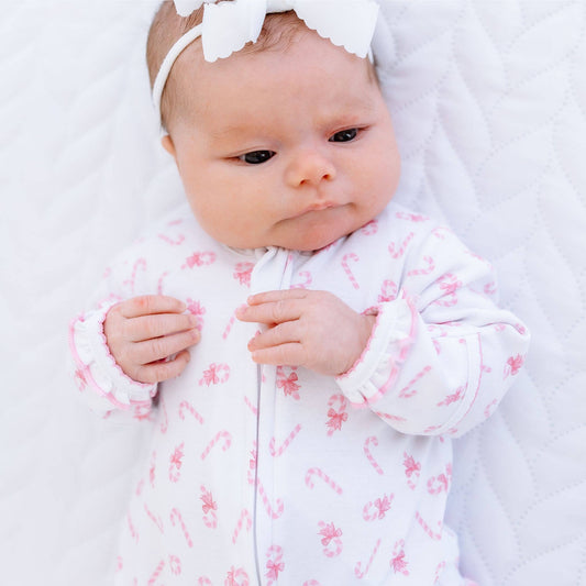 Sweet Peppermint Print Zip Footie