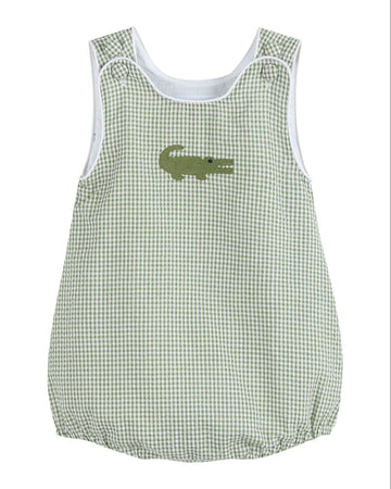 Green Gingham Alligator Bubble Romper