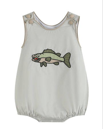 Khaki Green Fish Bubble Romper