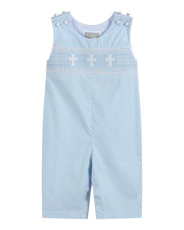 Light Blue Crosses Smocked Longalls