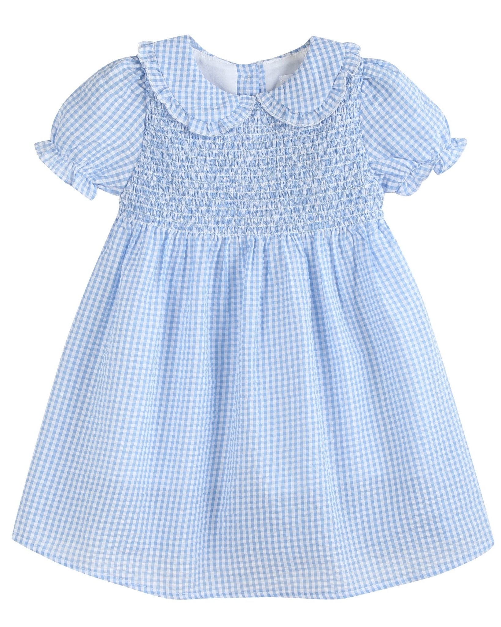 Light Blue Gingham Smocked Dress
