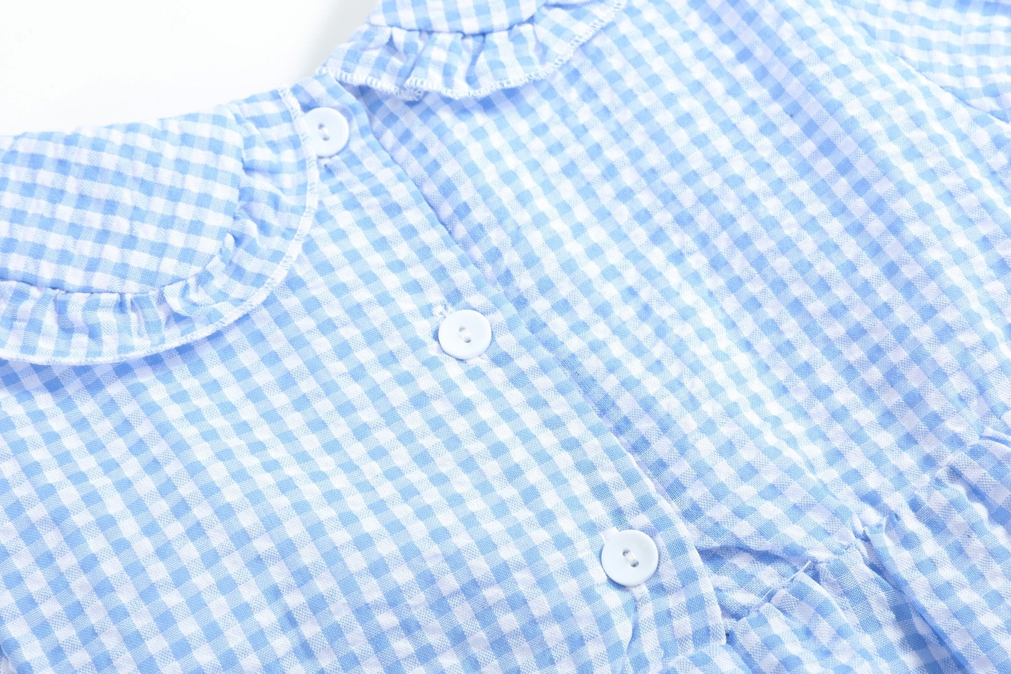 Light Blue Gingham Smocked Dress