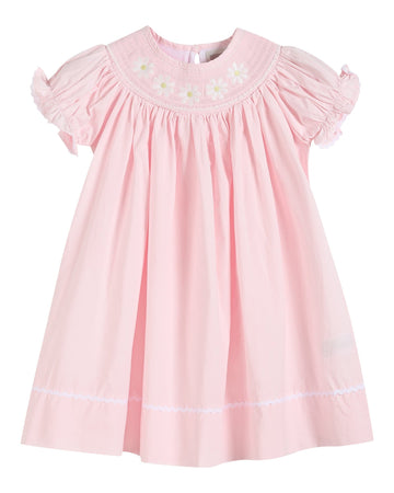 Light Pink Daisy Smocked Bishop Dress