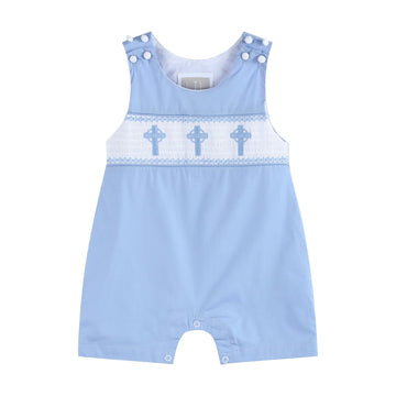 Periwinkle Blue Crosses Smocked Jon Jon
