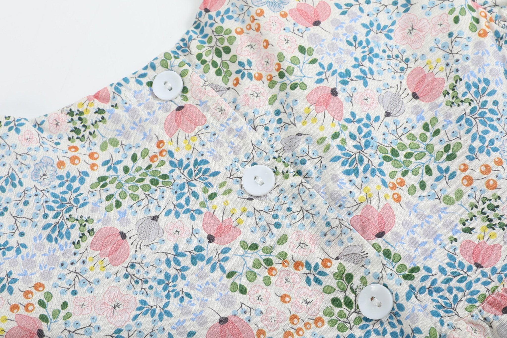 Pink Floral Print Smocked Futter Romper