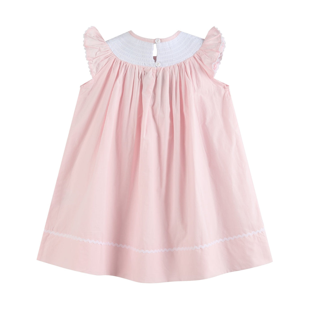 Pink Strawberry Vine Smocked Bishop Dress
