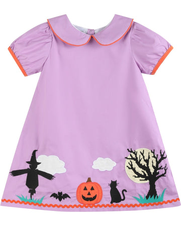 Purple Halloween Scene Girls Dress