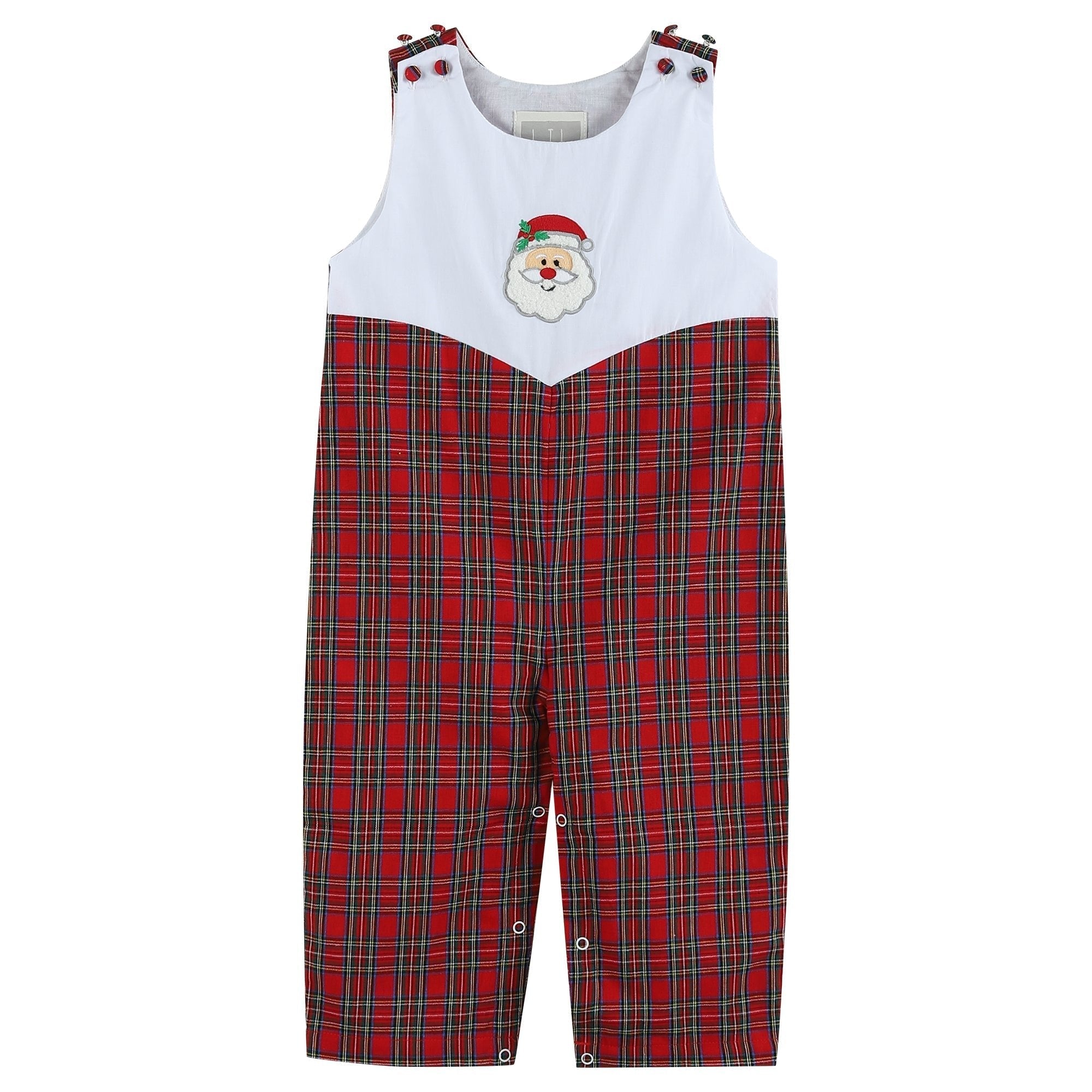 Red Christmas Plaid Santa Yoke Longalls