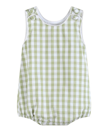 Sage Green Gingham Classic Bubble Romper