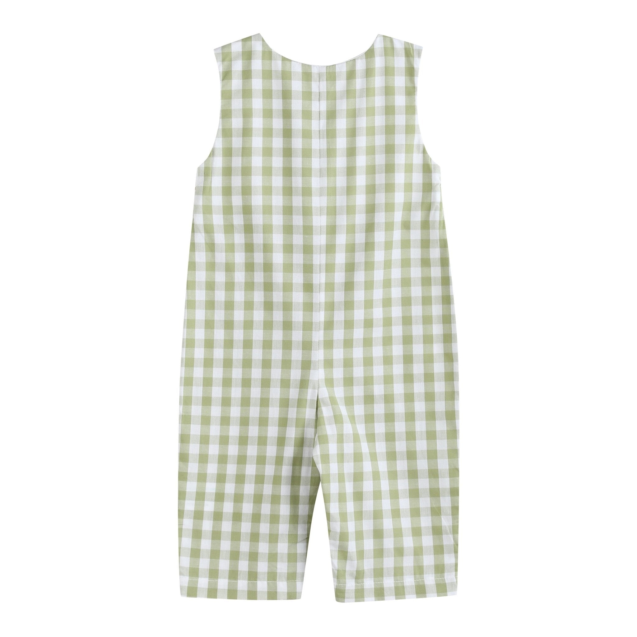 Sage Green Gingham Pumpkin Smocked Longalls