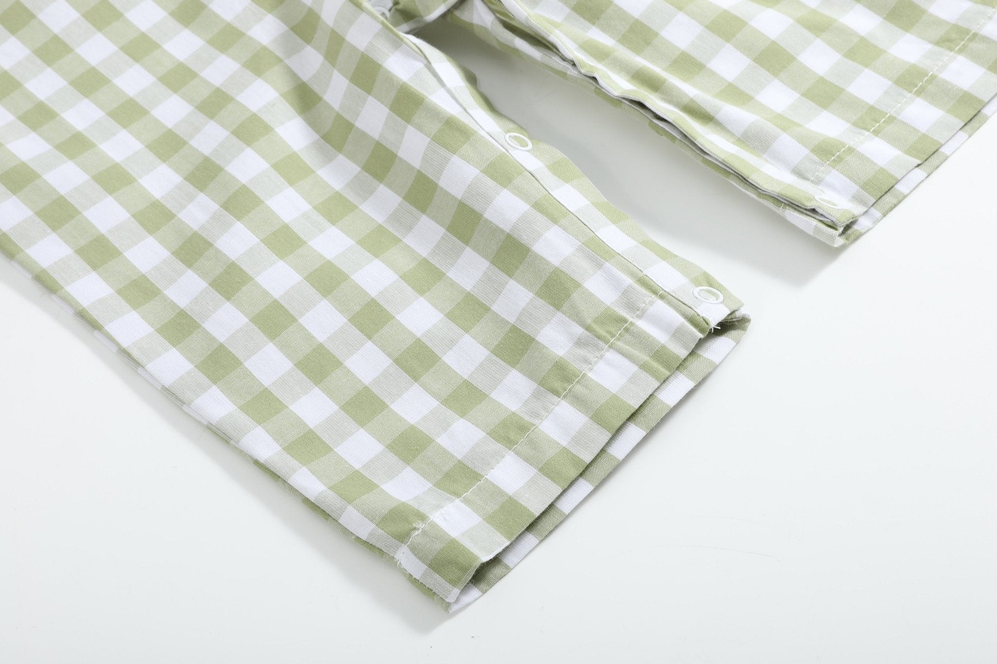 Sage Green Gingham Pumpkin Smocked Longalls