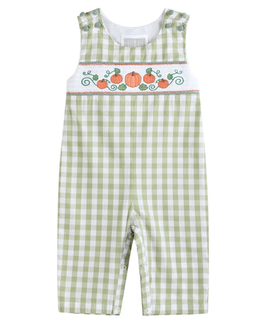 Sage Green Gingham Pumpkin Smocked Longalls