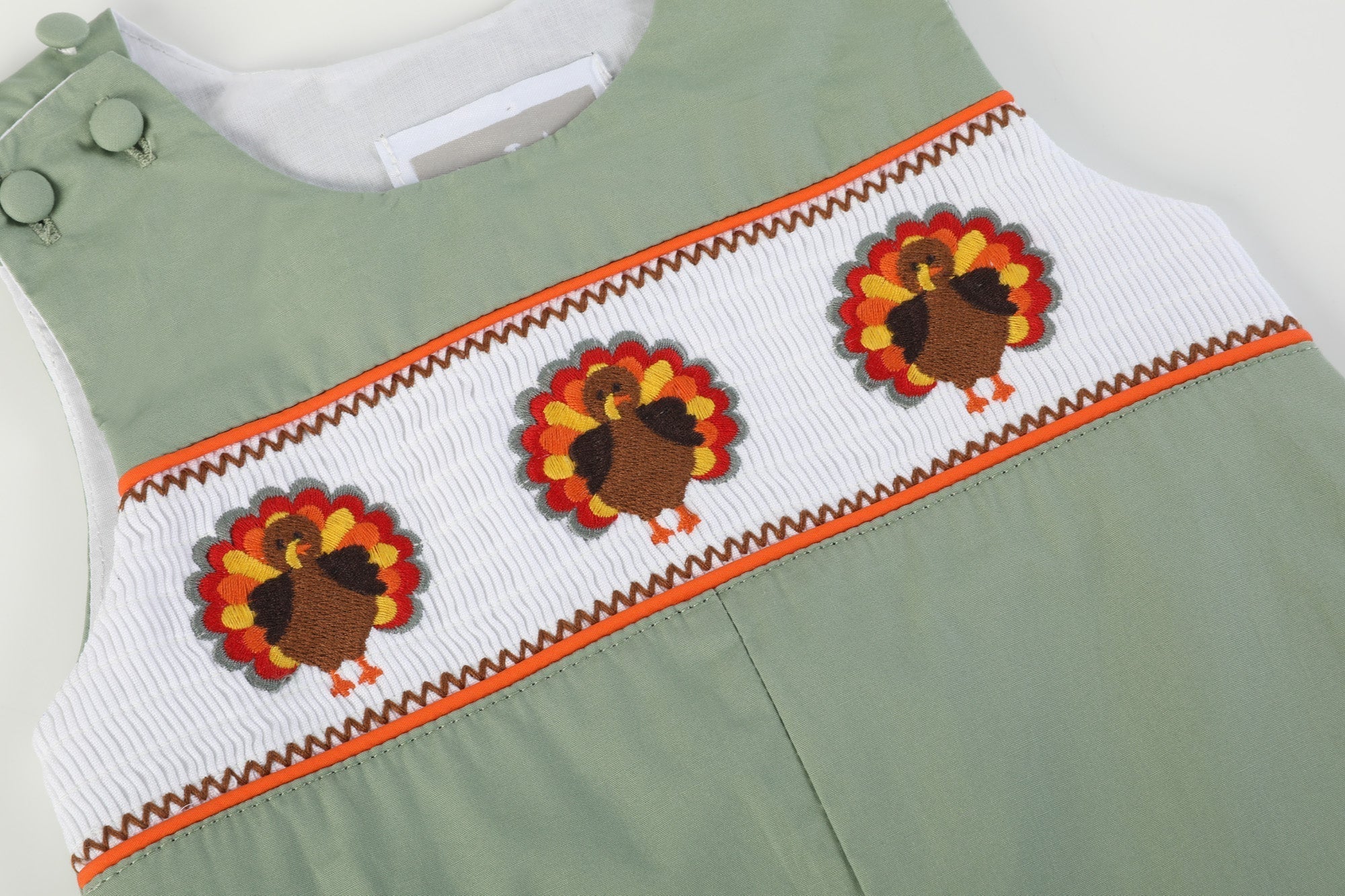 Sage Green Turkey Smocked Longalls