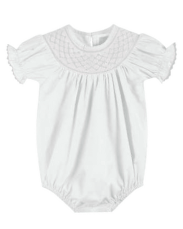 White and Pink Smocked Bubble Romper
