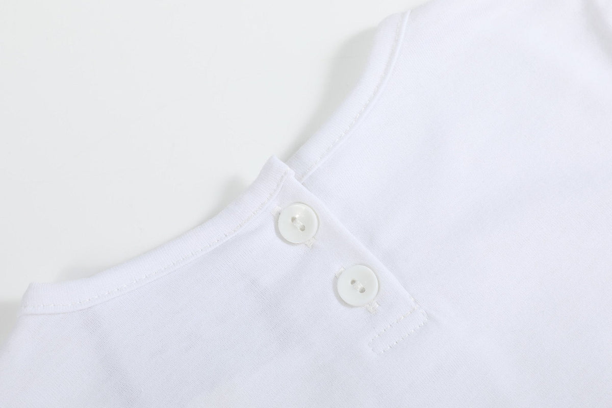White Cotton Layering Girls Shirt