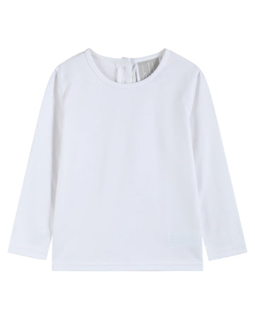 White Cotton Layering Girls Shirt