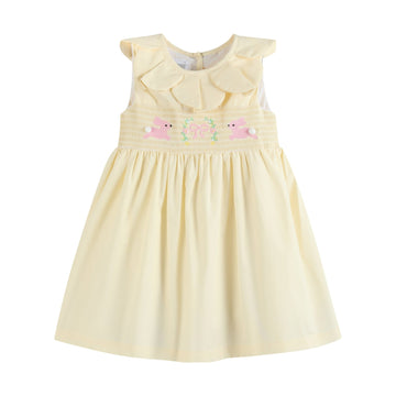 Yellow Petal Collared Smocked Dress