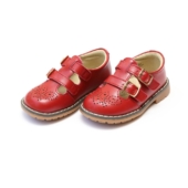 L'Amour Beatrix Red English Double T-Strap Mary Jane